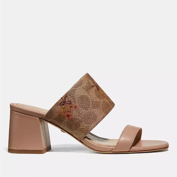 Coach Mae Mule With Floral Bow Print block heel - Picture 2 of 10